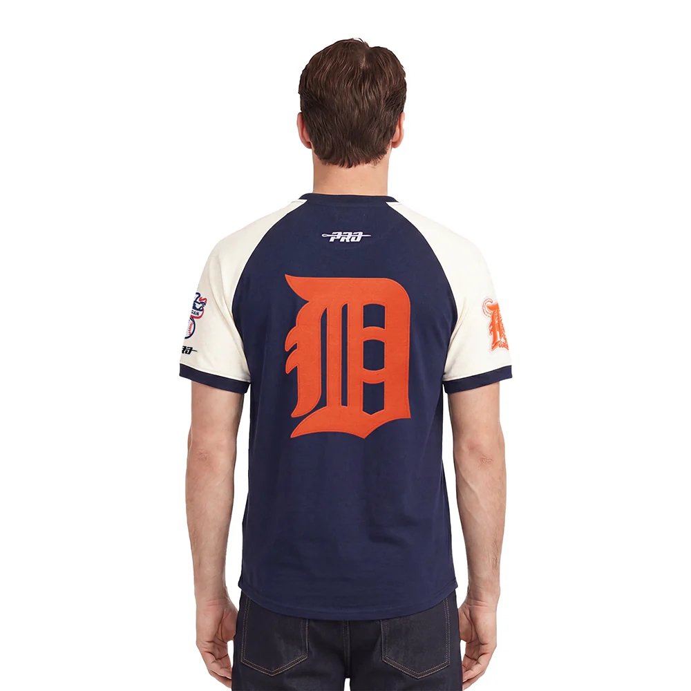 MLB DETROIT TIGERS FIRST TEAM MEN'S RAGLAN TOP (EGGSHELL/ MIDNIGHT NAVY) - Image 2