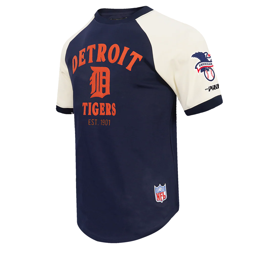 MLB DETROIT TIGERS FIRST TEAM MEN'S RAGLAN TOP (EGGSHELL/ MIDNIGHT NAVY) - Image 3