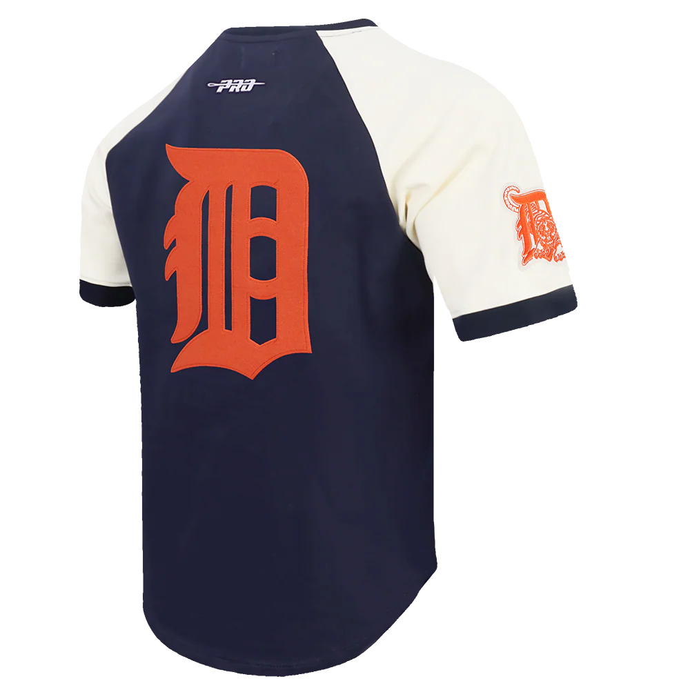 MLB DETROIT TIGERS FIRST TEAM MEN'S RAGLAN TOP (EGGSHELL/ MIDNIGHT NAVY) - Image 4