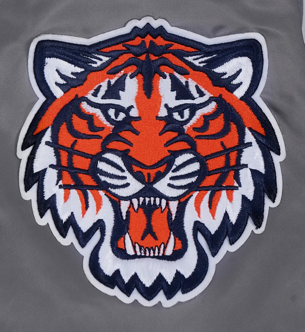 MLB DETROIT TIGERS SCRIPT TAIL MEN'S SATIN JACKET (GRAY) - Image 6