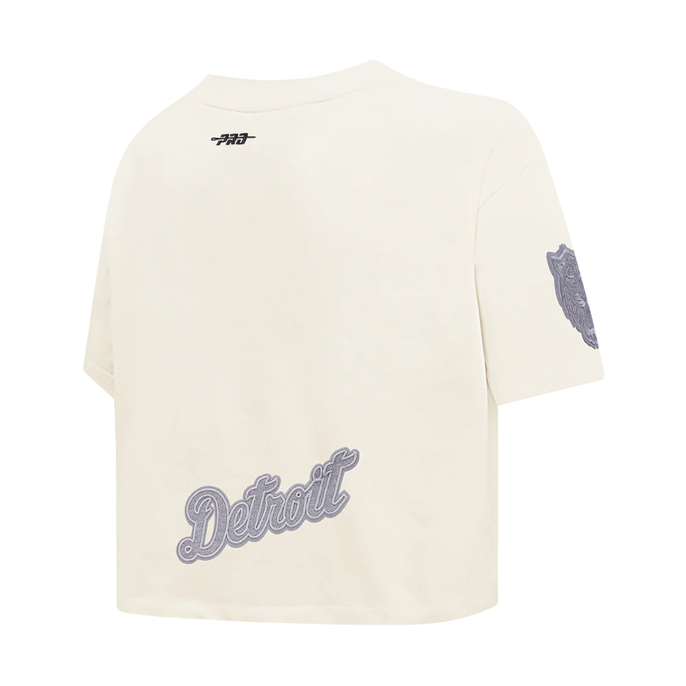 MLB DETROIT TIGERS REVERSE FRENCH TERRY WOMEN'S SINGLE JERSEY BOXY TOP (EGGSHELL) - Image 8