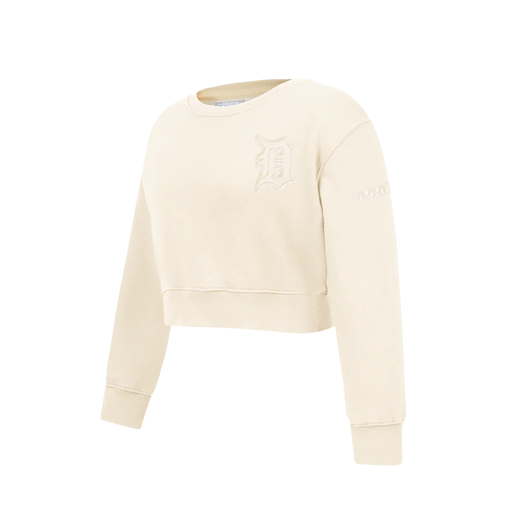 MLB DETROIT TIGERS NEUTRAL BIG GIRLS FLEECE CREWNECK (EGGSHELL) - Image 2