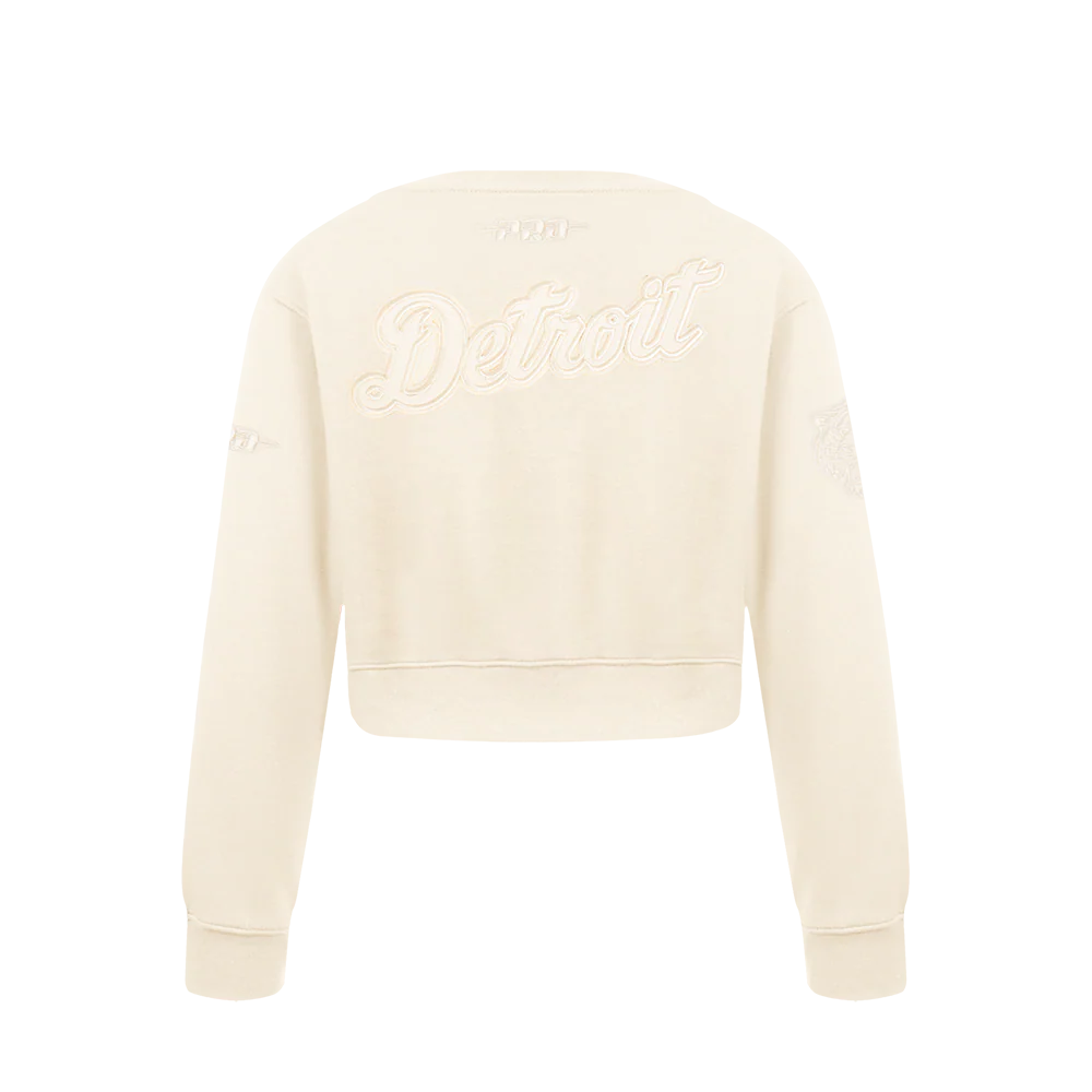 MLB DETROIT TIGERS NEUTRAL BIG GIRLS FLEECE CREWNECK (EGGSHELL) - Image 3