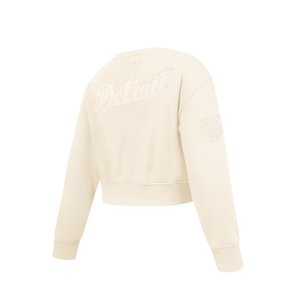 MLB DETROIT TIGERS NEUTRAL BIG GIRLS FLEECE CREWNECK (EGGSHELL) - Image 4