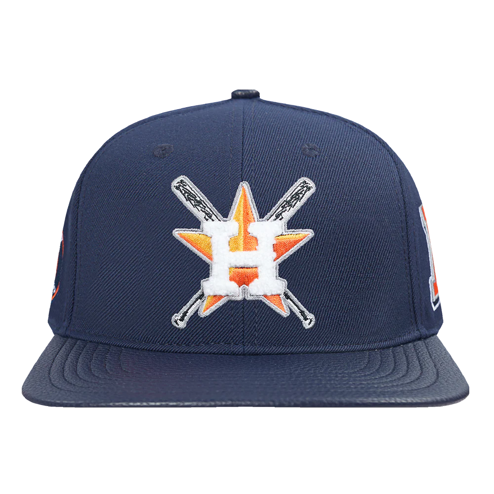 MLB HOUSTON ASTROS MASHUP UNISEX WOOL LEATHER STRAPBACK HAT (MIDNIGHT NAVY)