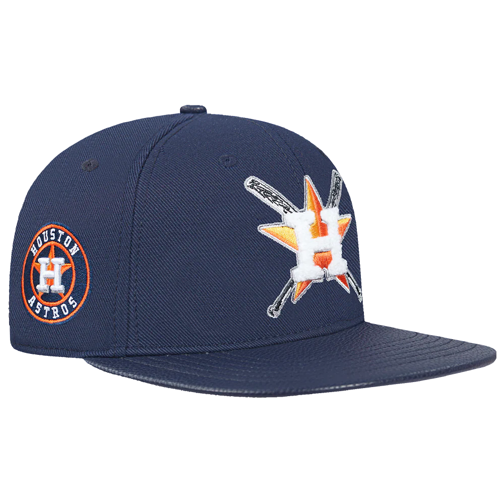MLB HOUSTON ASTROS MASHUP UNISEX WOOL LEATHER STRAPBACK HAT (MIDNIGHT NAVY) - Image 5