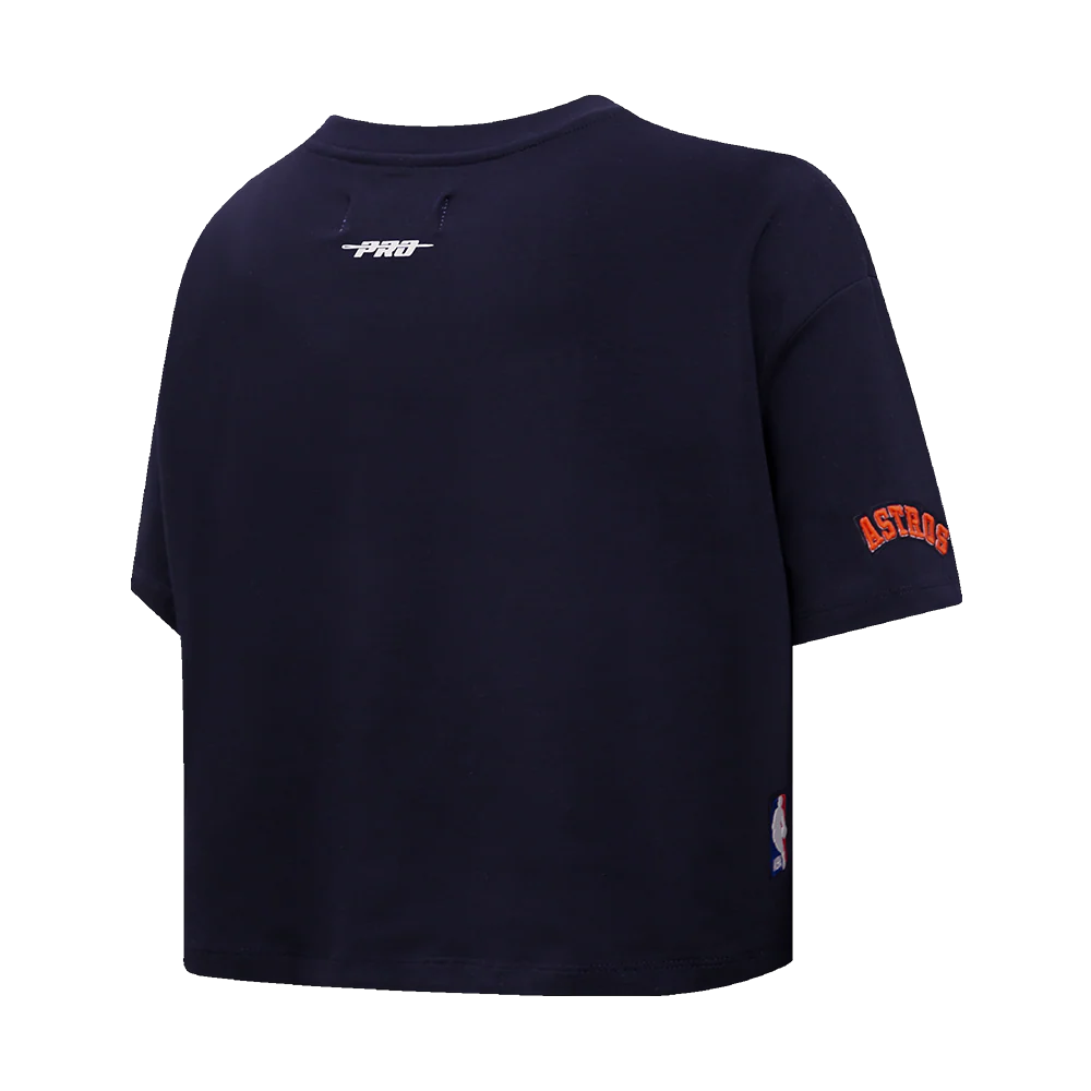 MLB HOUSTON ASTROS SCRIPT TAIL WOMEN'S SINGLE JERSEY BOXY TOP (MIDNIGHT NAVY) - Image 3
