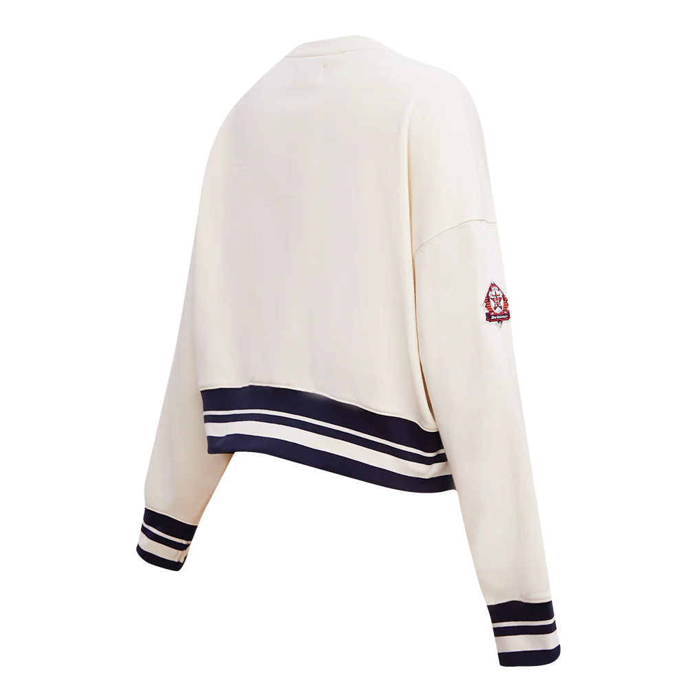 MLB HOUSTON ASTROS RETRO CLASSIC WOMEN'S FLEECE CREWNECK (EGGSHELL/ MIDNIGHT NAVY) - Image 3