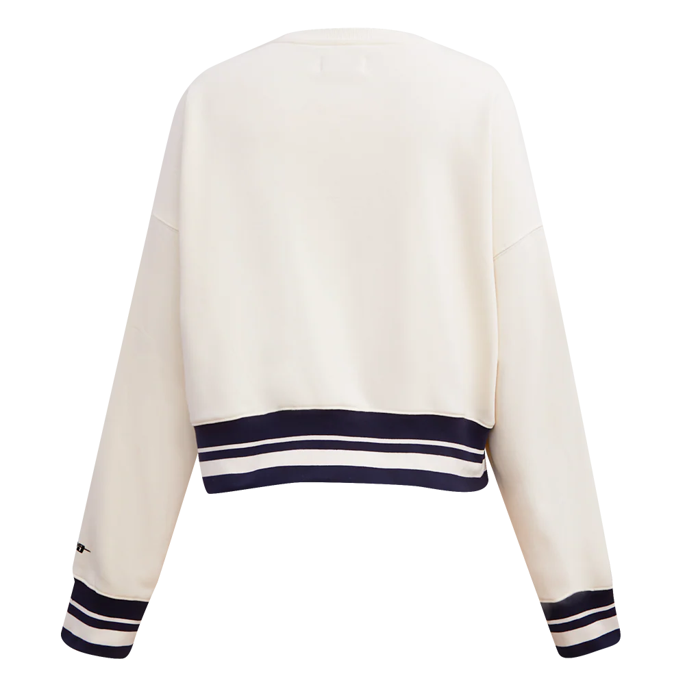 MLB HOUSTON ASTROS RETRO CLASSIC WOMEN'S FLEECE CREWNECK (EGGSHELL/ MIDNIGHT NAVY) - Image 4