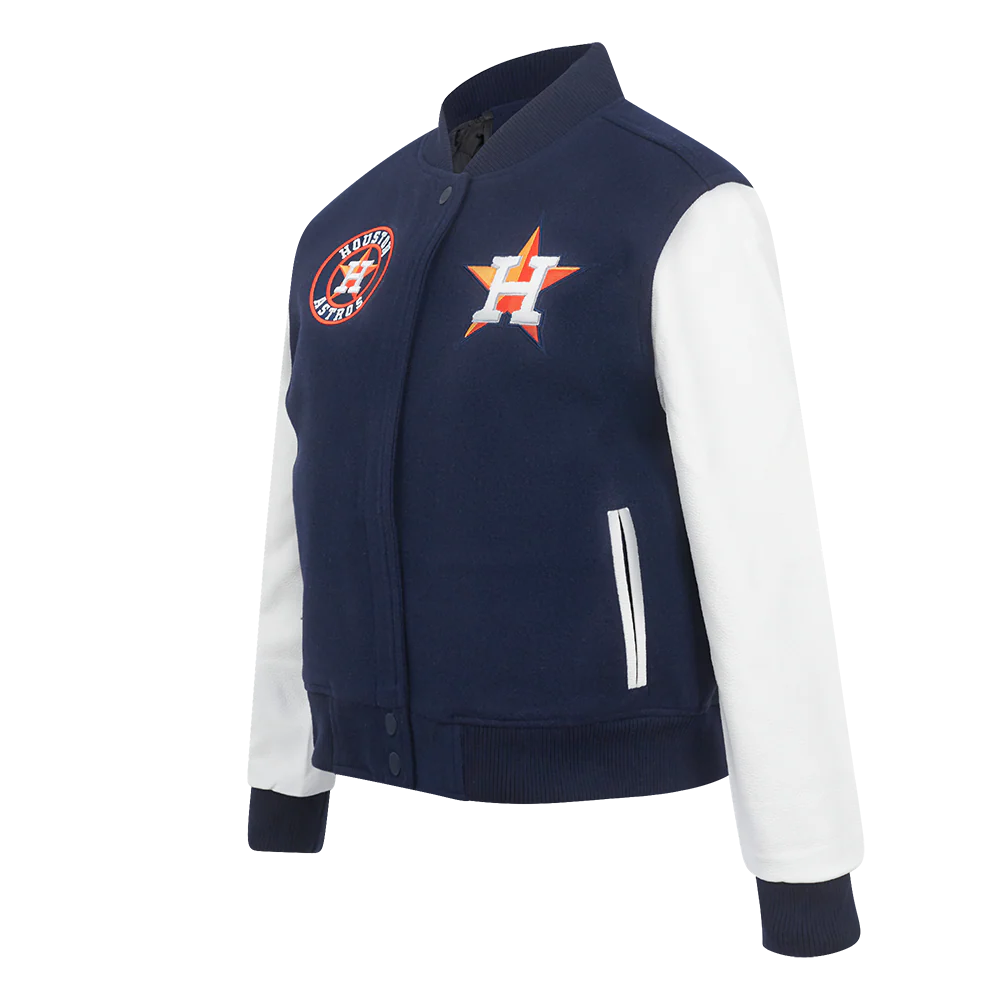 MLB HOUSTON ASTROS CLASSIC WOMEN'S WOOL VARSITY JACKET (MIDNIGHT NAVY/WHITE) - Image 2