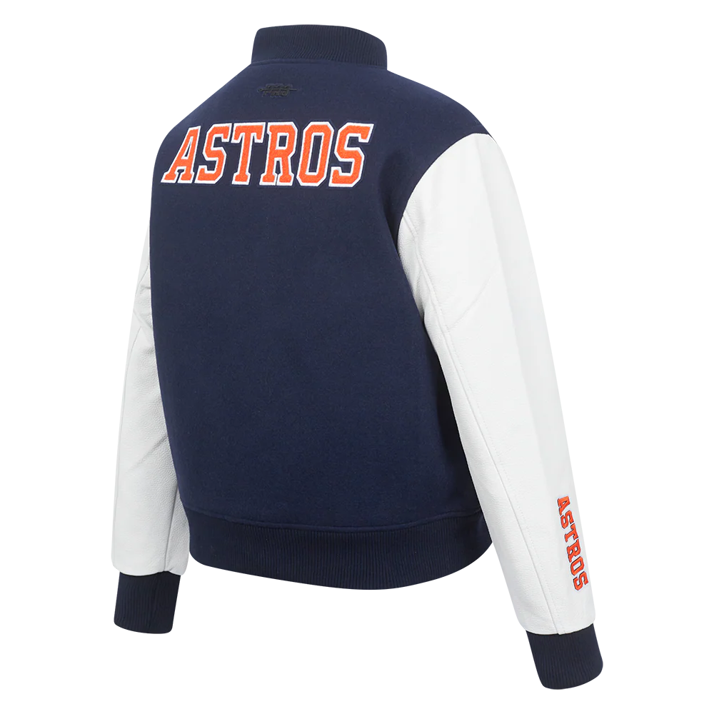 MLB HOUSTON ASTROS CLASSIC WOMEN'S WOOL VARSITY JACKET (MIDNIGHT NAVY/WHITE) - Image 4