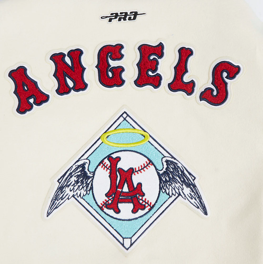 MLB LOS ANGELES ANGELS RETRO CLASSIC WOMEN'S RIB WOOL VARSITY JACKET (EGGSHELL/ RED) - Image 10