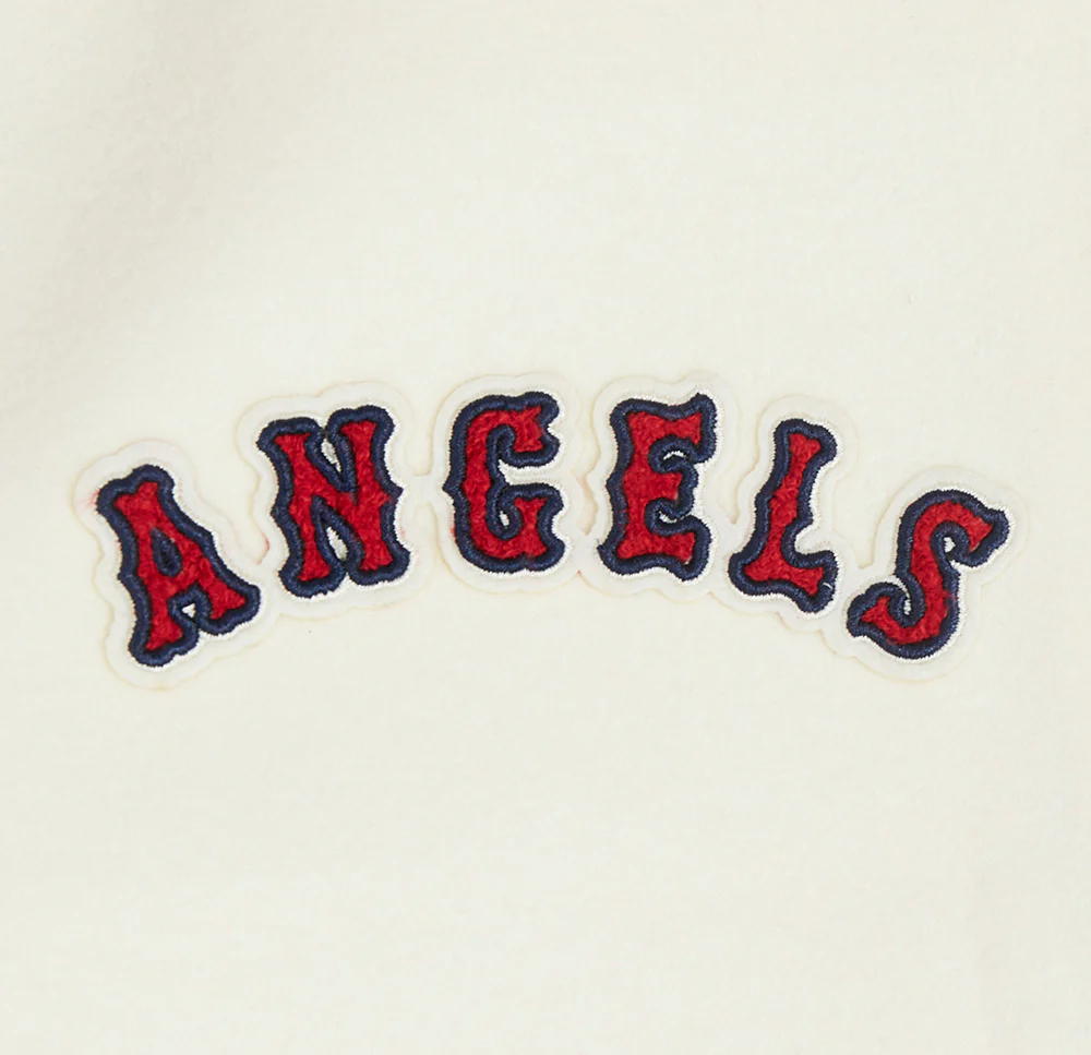 MLB LOS ANGELES ANGELS RETRO CLASSIC WOMEN'S RIB WOOL VARSITY JACKET (EGGSHELL/ RED) - Image 5