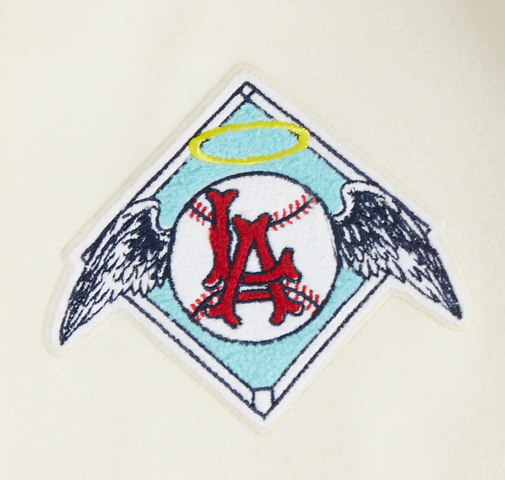 MLB LOS ANGELES ANGELS RETRO CLASSIC WOMEN'S RIB WOOL VARSITY JACKET (EGGSHELL/ RED) - Image 6