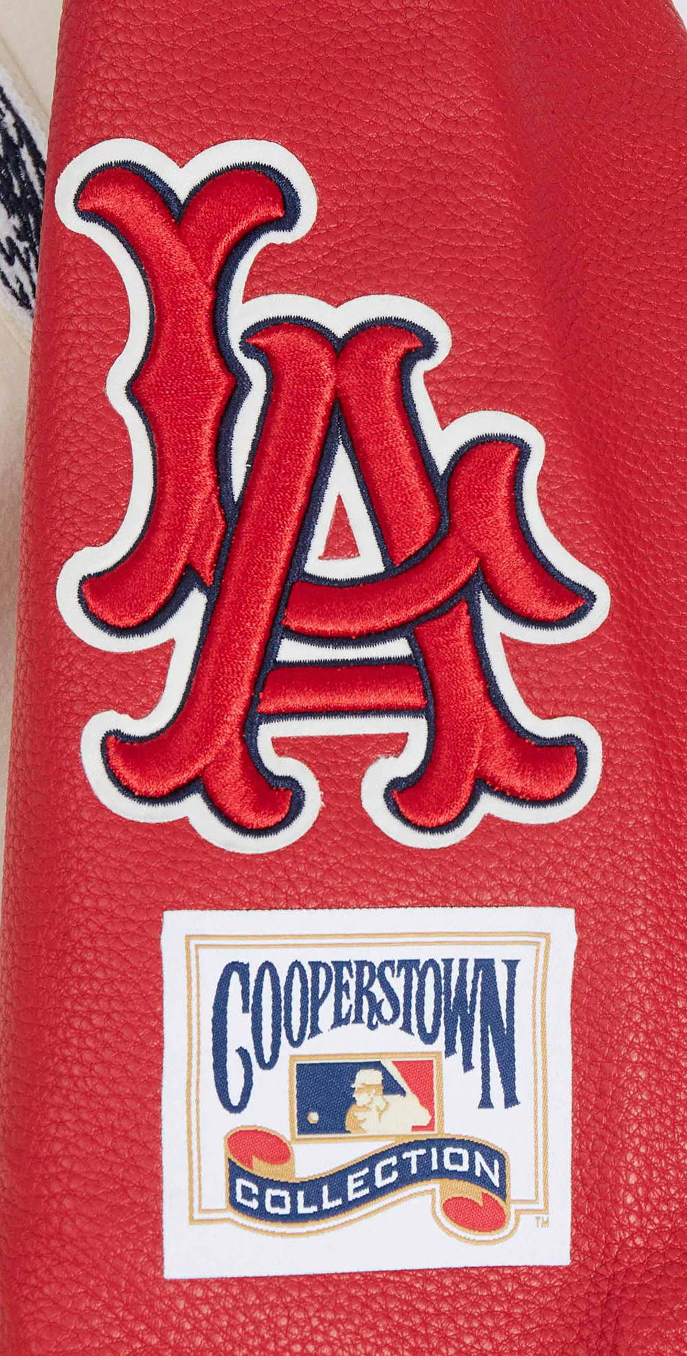 MLB LOS ANGELES ANGELS RETRO CLASSIC WOMEN'S RIB WOOL VARSITY JACKET (EGGSHELL/ RED) - Image 9