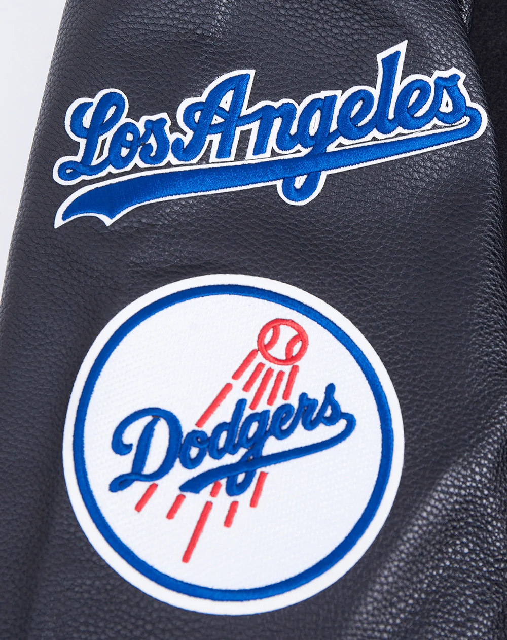 MLB LOS ANGELES DODGERS OLD ENGLISH MEN'S RIB WOOL VARSITY JACKET (BLACK/DODGER BLUE) - Image 7