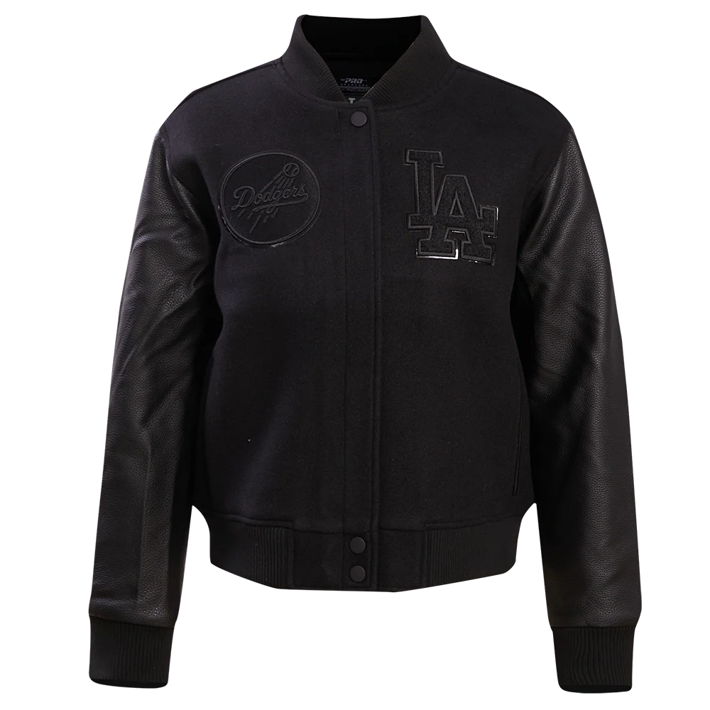 MLB LOS ANGELES DODGERS TRIPLE BLACK WOOL WOMEN'S VARSITY JACKET (TRIPLE BLACK)
