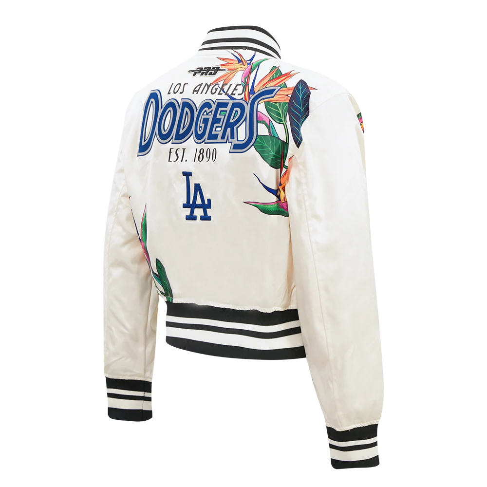 MLB LOS ANGELES DODGERS PARADISE WOMEN'S SATIN JACKET (EGGSHELL/ BLACK) - Image 5