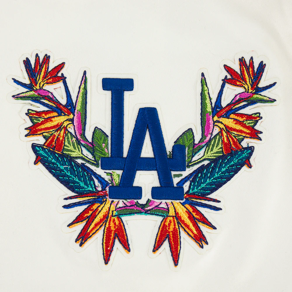 MLB LOS ANGELES DODGERS PARADISE WOMEN'S SATIN JACKET (EGGSHELL/ BLACK) - Image 6