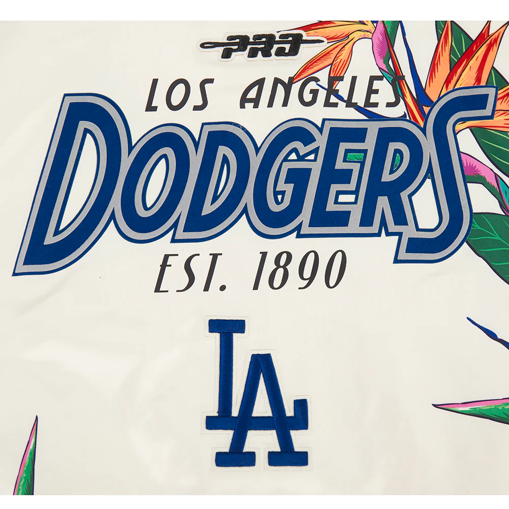 MLB LOS ANGELES DODGERS PARADISE WOMEN'S SATIN JACKET (EGGSHELL/ BLACK) - Image 7