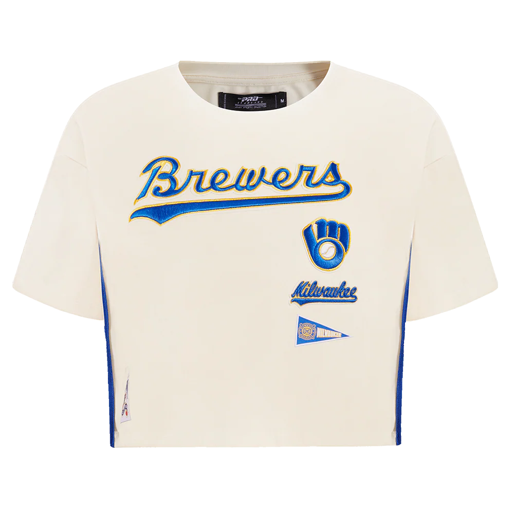 MLB MILWAUKEE BREWERS RETRO CLASSIC WOMEN'S BOXY TOP (EGGSHELL)
