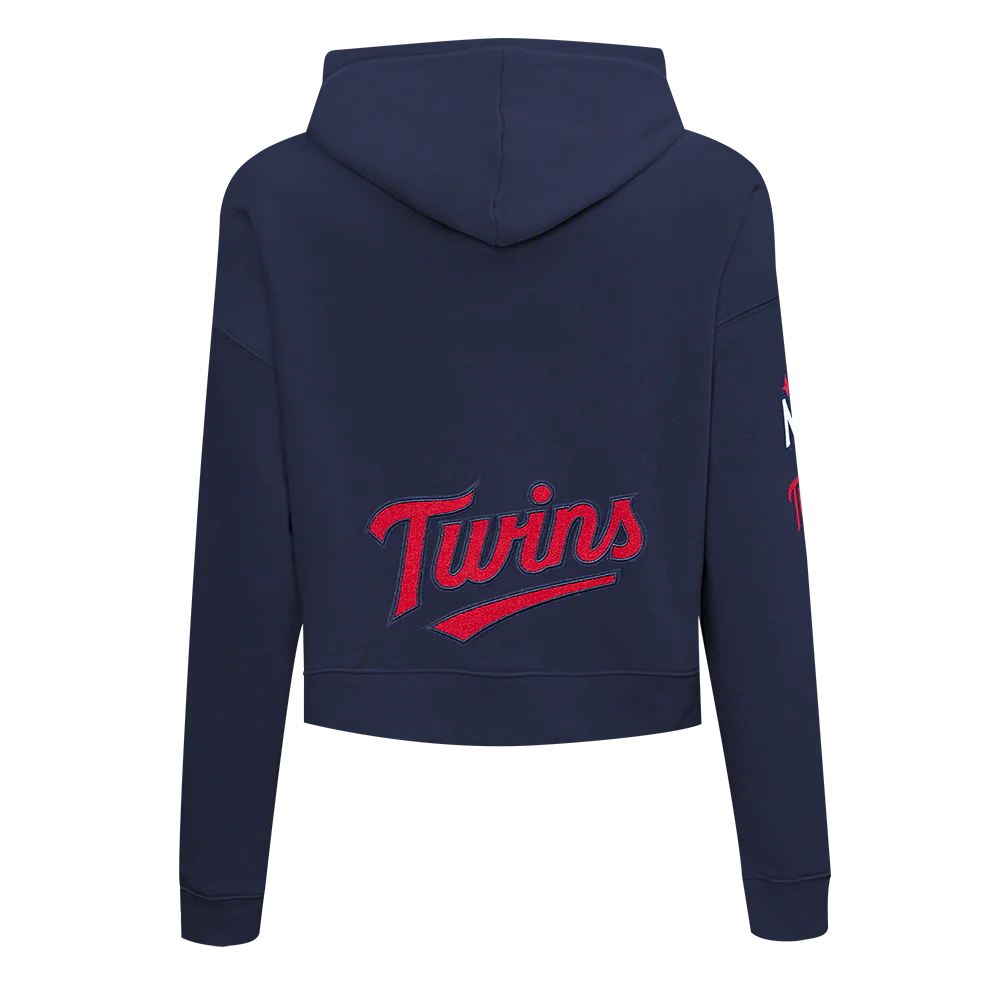 MLB MINNESOTA TWINS CLASSIC WOMEN'S CROPPED PULLOVER HOODIE (MIDNIGHT NAVY) - Image 3