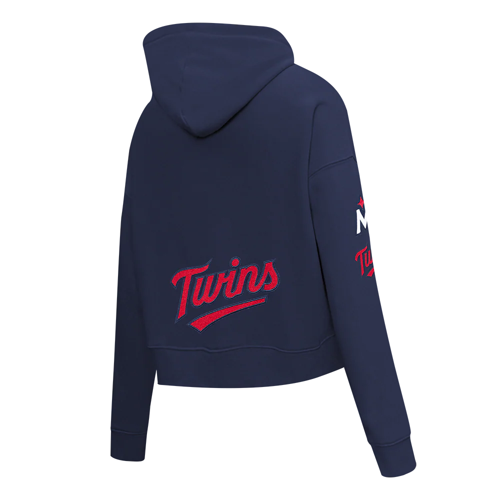 MLB MINNESOTA TWINS CLASSIC WOMEN'S CROPPED PULLOVER HOODIE (MIDNIGHT NAVY) - Image 4