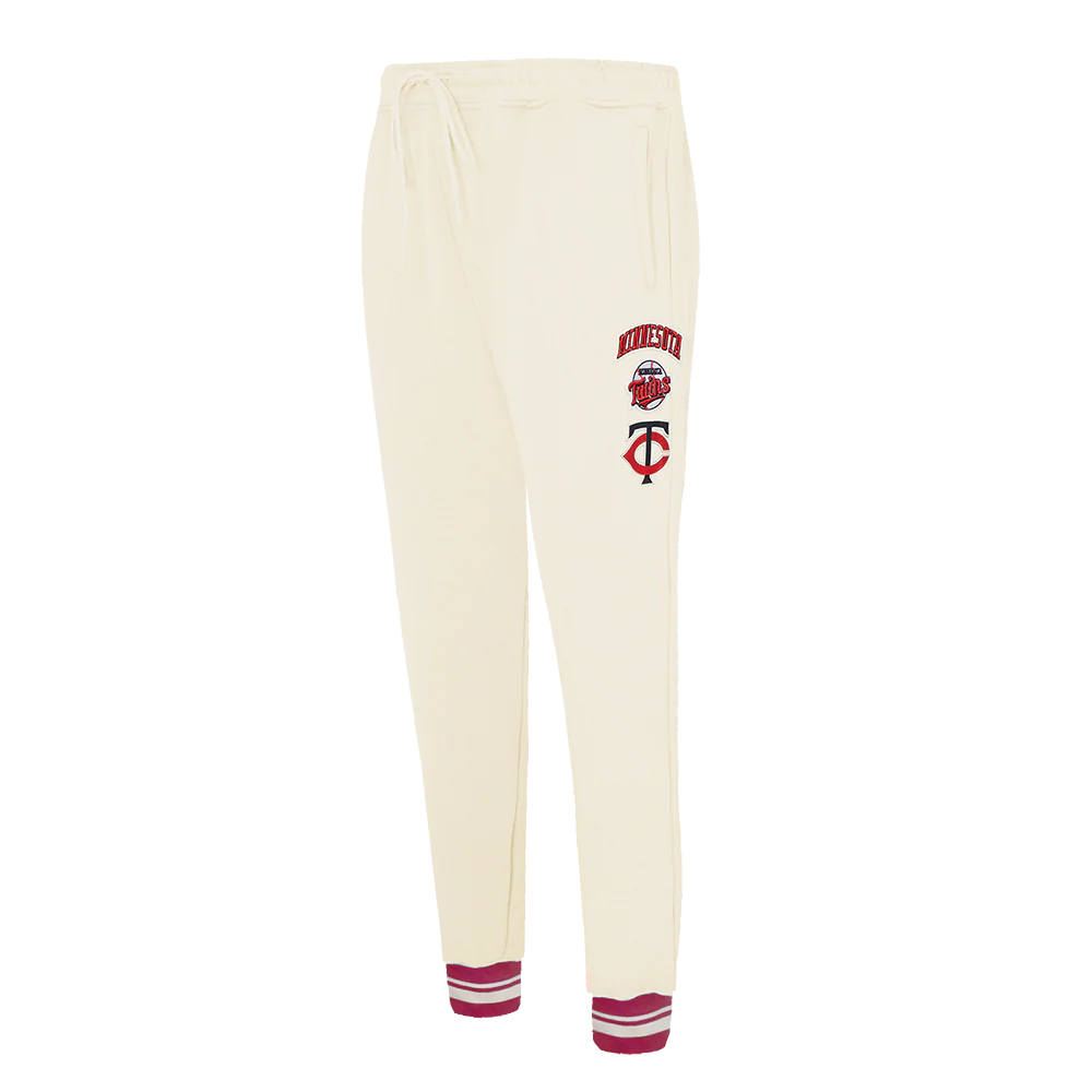 MLB MINNESOTA TWINS RETRO CLASSIC WOMEN'S RIB SWEATPANT (EGGSHELL/ RED)