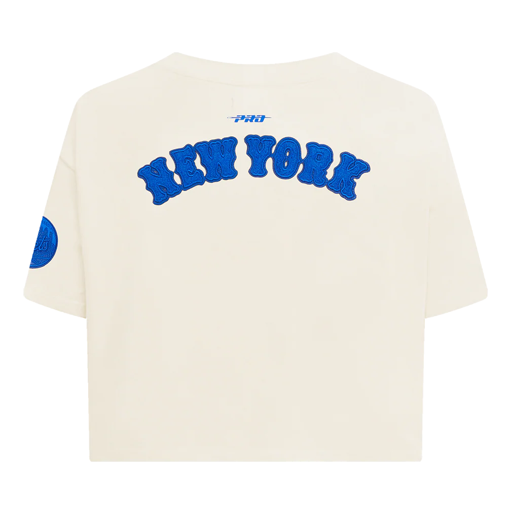 MLB NEW YORK METS TRIPLE TONAL SINGLE JERSEY BOXY WOMEN'S TEE (EGGSHELL) - Image 3