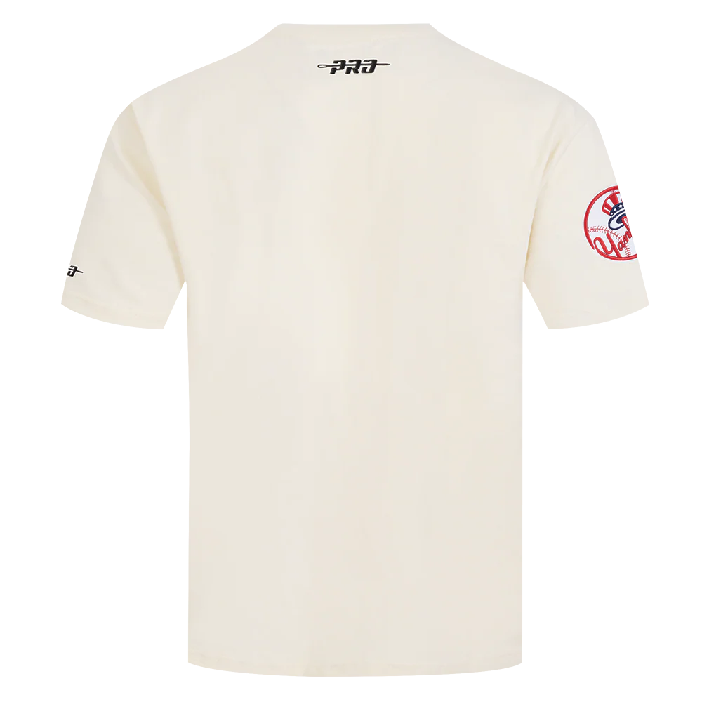 MLB NEW YORK YANKEES CHROME MEN'S COTTON JERSEY DROP SHOULDER TOP (EGGSHELL) - Image 3