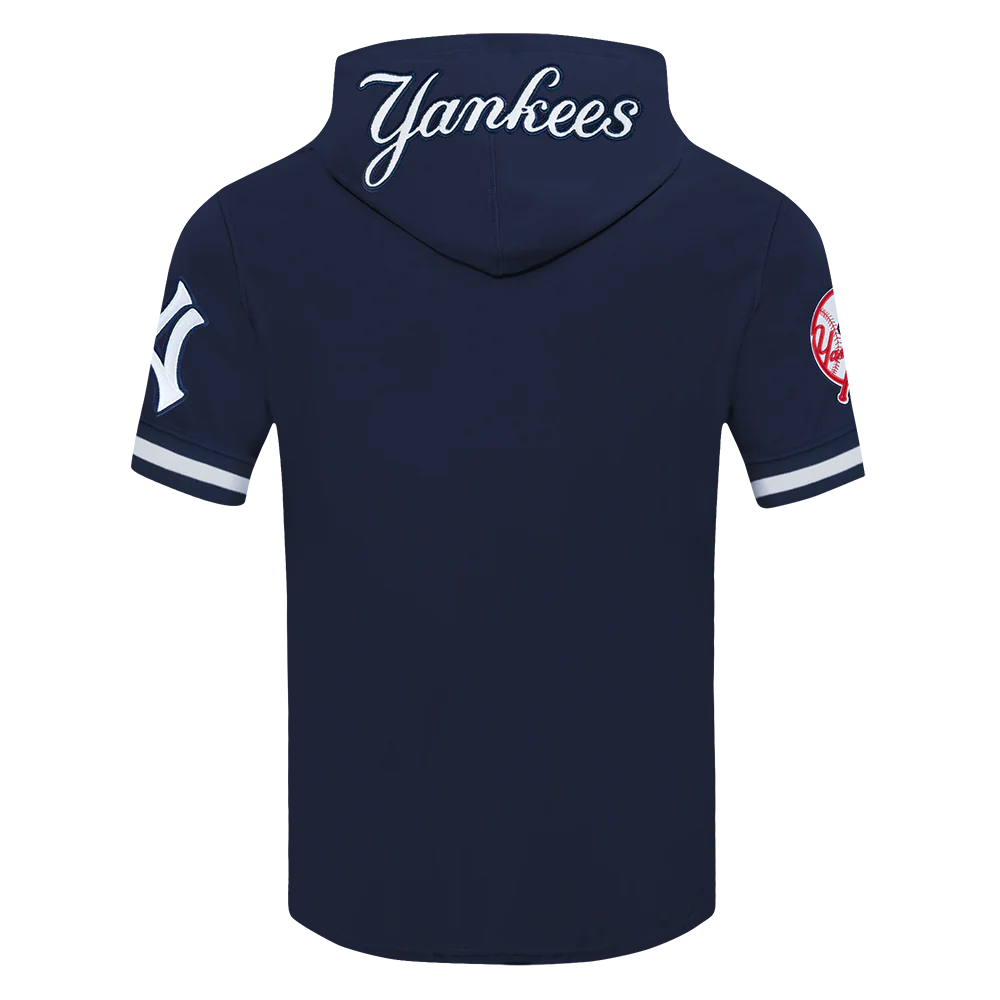MLB NEW YORK YANKEES AARON JUDGE #99 CLASSIC MEN'S SHORT SLEEVE PULLOVER HOODIE (MIDNIGHT NAVY) - Image 3