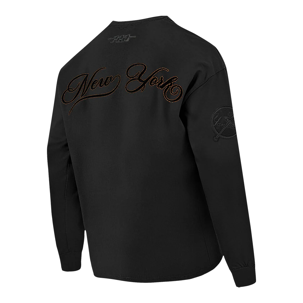 MLB NEW YORK YANKEES BLACKOUT MEN'S DROP SHOULDER LS TEE (BLACK) - Image 4