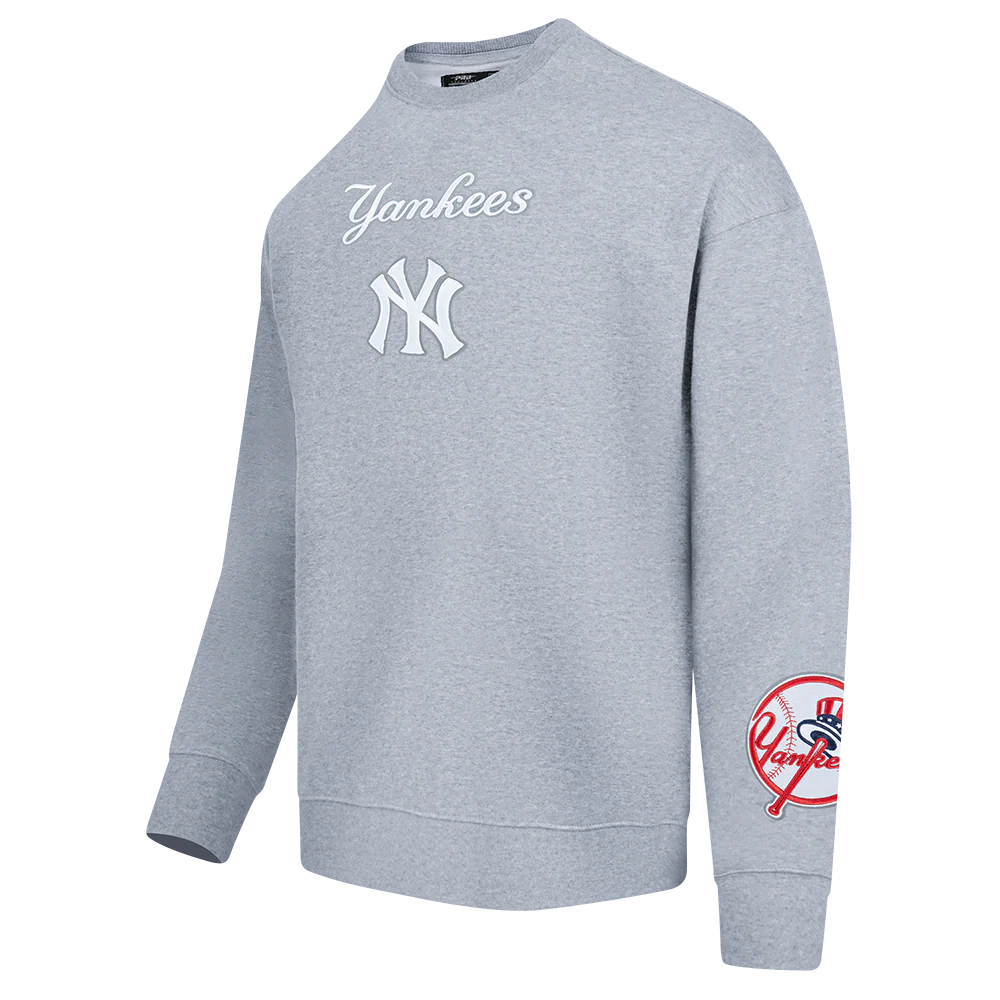 MLB NEW YORK YANKEES WINGSPAN MEN'S DROP SHOULDER FLC CREWNECK (DARK HEATHER GRAY) - Image 4