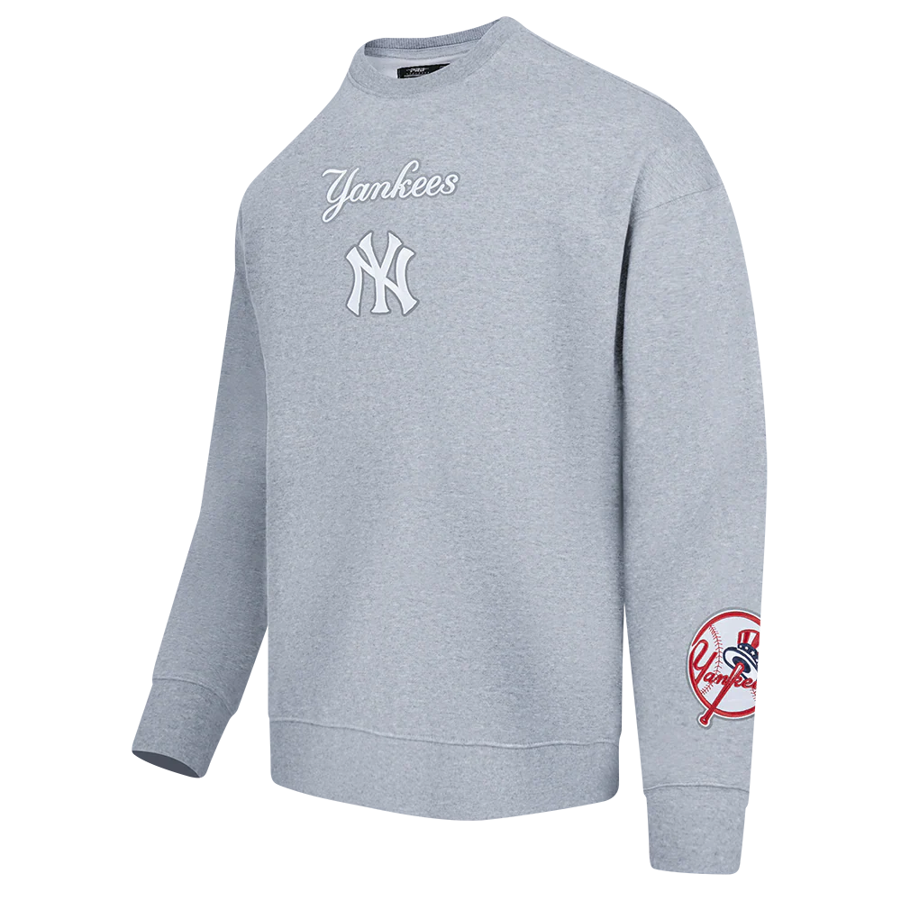 MLB NEW YORK YANKEES WINGSPAN MEN'S DROP SHOULDER FLC CREWNECK (DARK HEATHER GRAY) - Image 5
