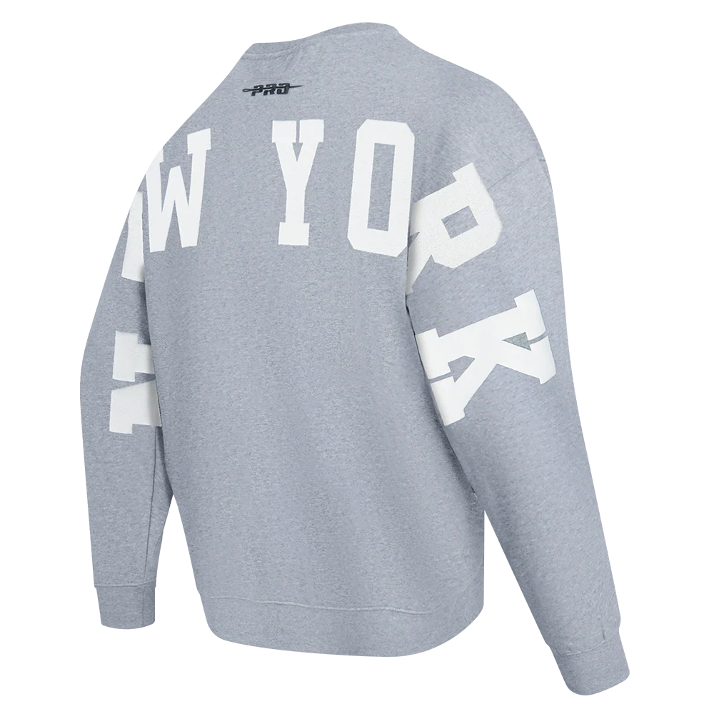 MLB NEW YORK YANKEES WINGSPAN MEN'S DROP SHOULDER FLC CREWNECK (DARK HEATHER GRAY) - Image 6
