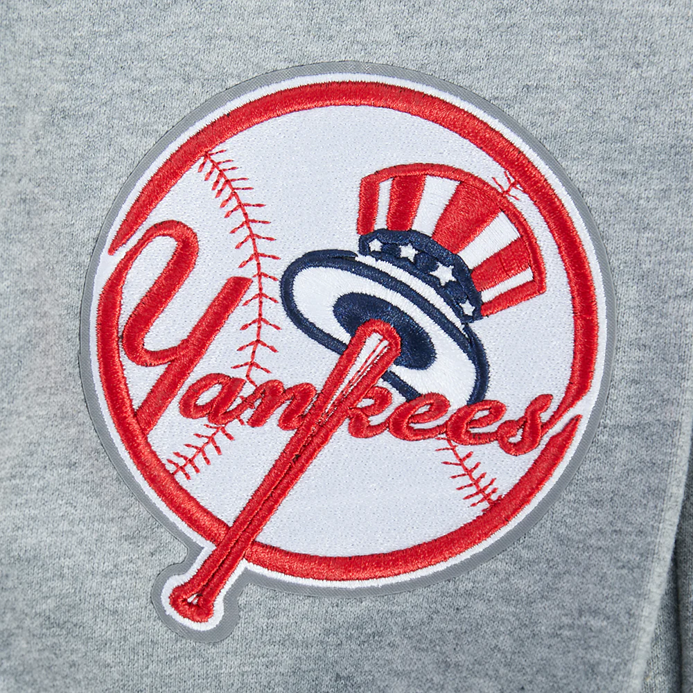 MLB NEW YORK YANKEES WINGSPAN MEN'S DROP SHOULDER FLC CREWNECK (DARK HEATHER GRAY) - Image 7