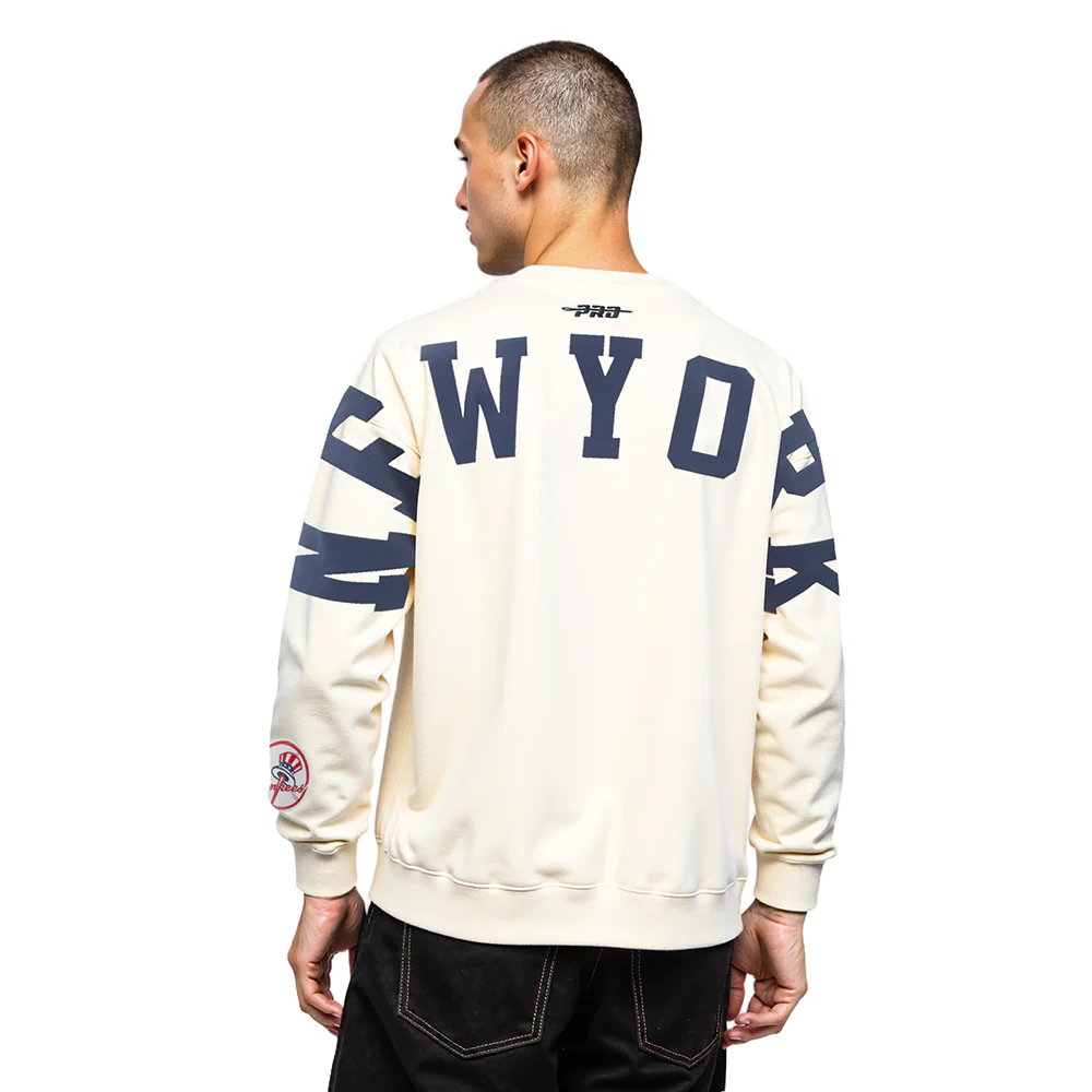 MLB NEW YORK YANKEES WINGSPAN MEN'S DROP SHOULDER FLC CREWNECK (EGGSHELL)