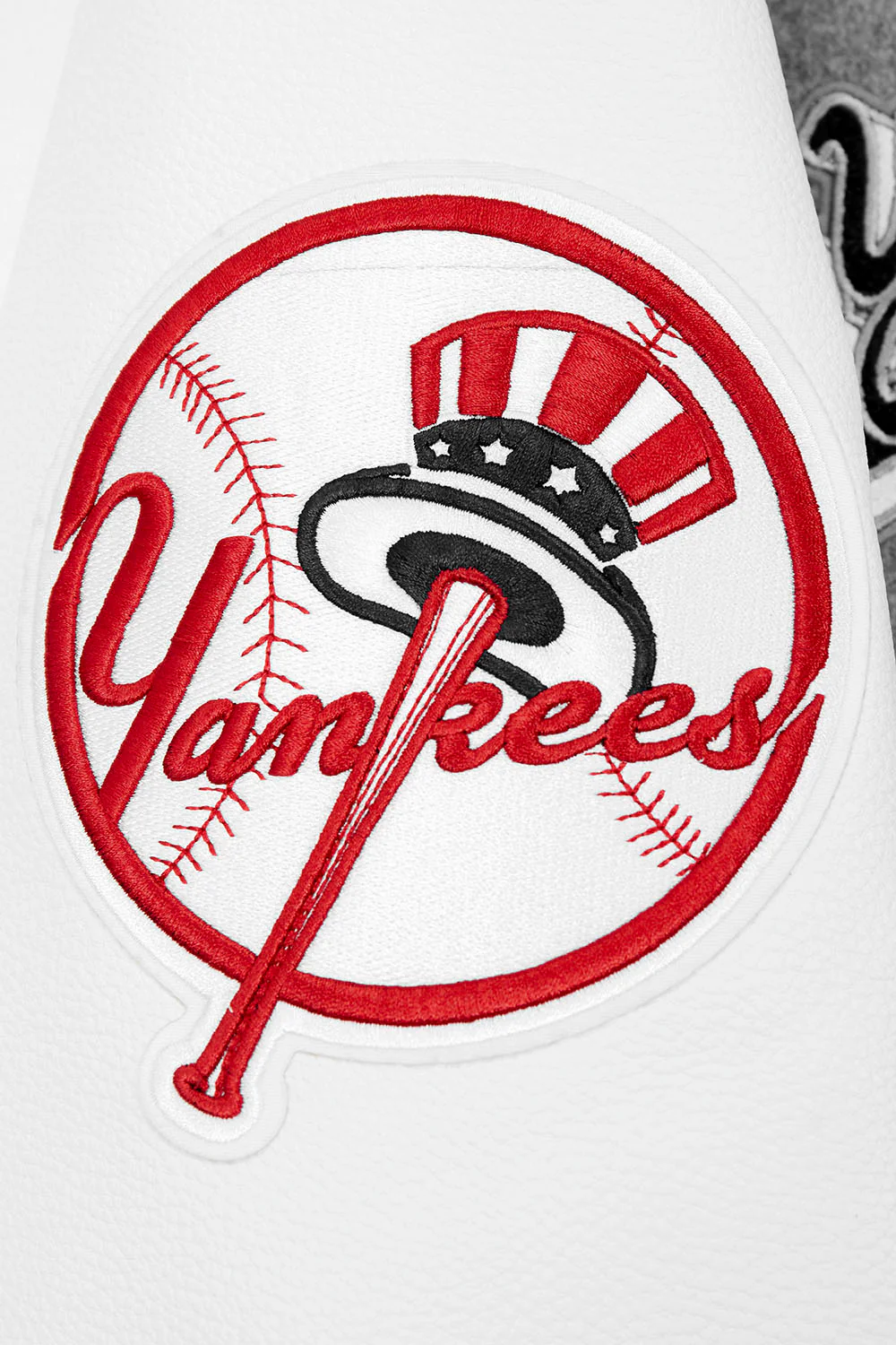 MLB NEW YORK YANKEES SCRIPT TAIL MEN'S RIB WOOL VARSITY JACKET (HEATHER GREY/WHITE/MIDNIGHT NAVY) - Image 5