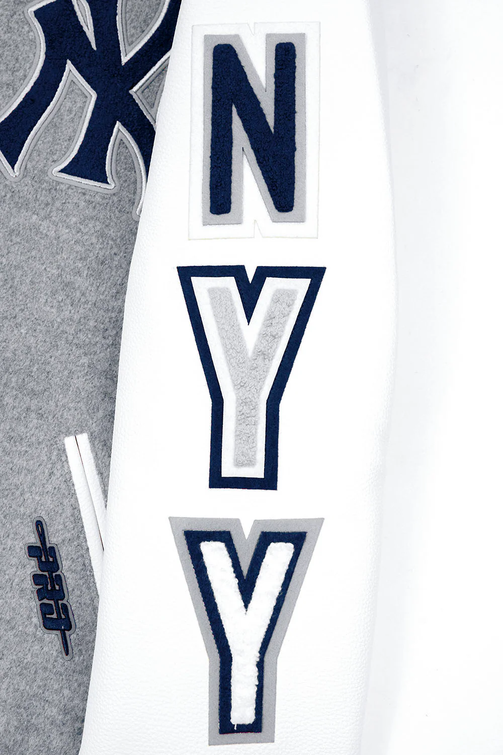MLB NEW YORK YANKEES SCRIPT TAIL MEN'S RIB WOOL VARSITY JACKET (HEATHER GREY/WHITE/MIDNIGHT NAVY) - Image 6