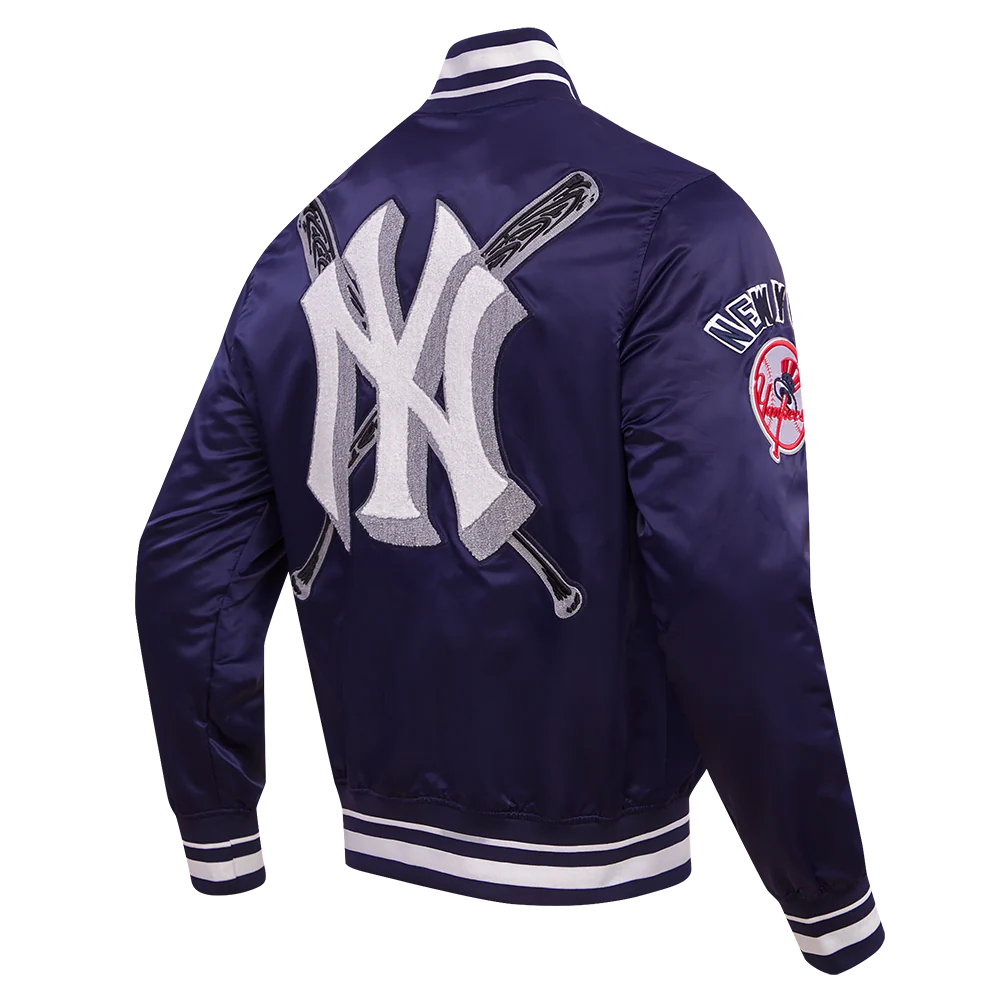 MLB NEW YORK YANKEES MASHUP MEN'S RIB SATIN JACKET (MIDNIGHT NAVY) - Image 3