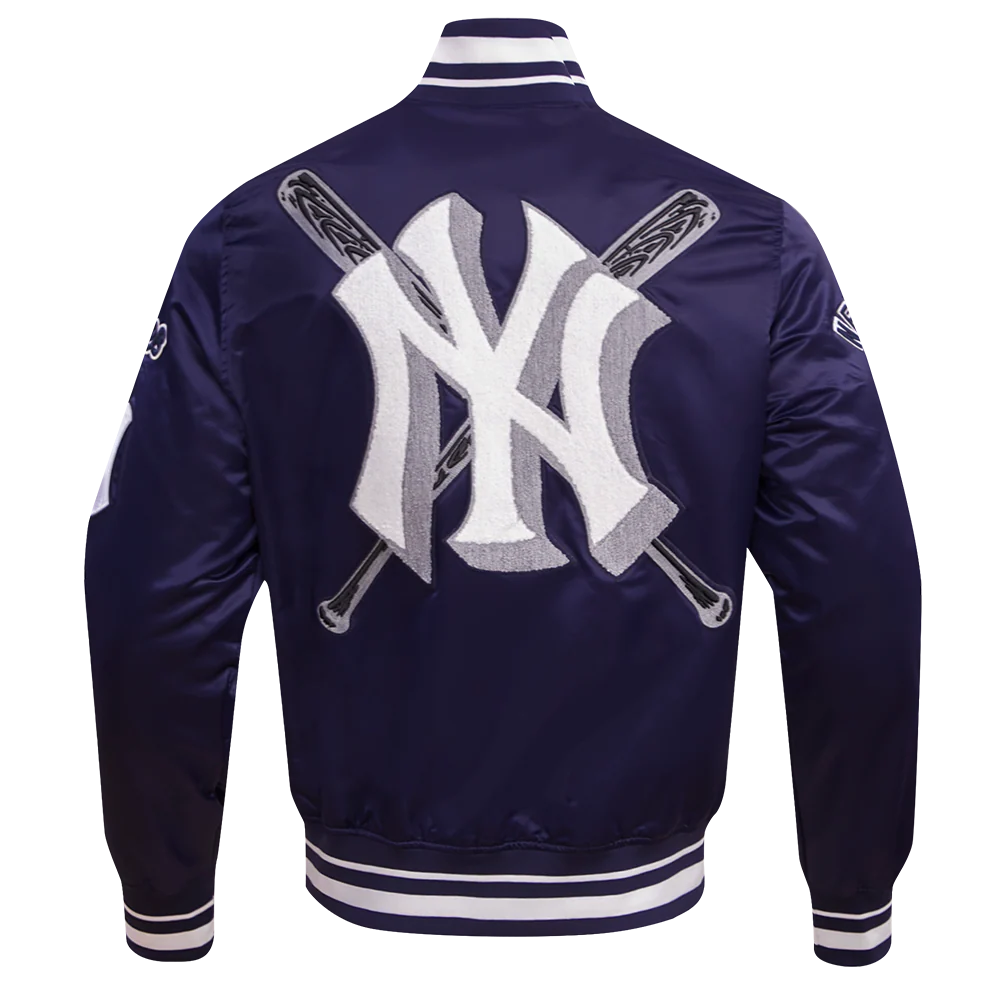 MLB NEW YORK YANKEES MASHUP MEN'S RIB SATIN JACKET (MIDNIGHT NAVY) - Image 4