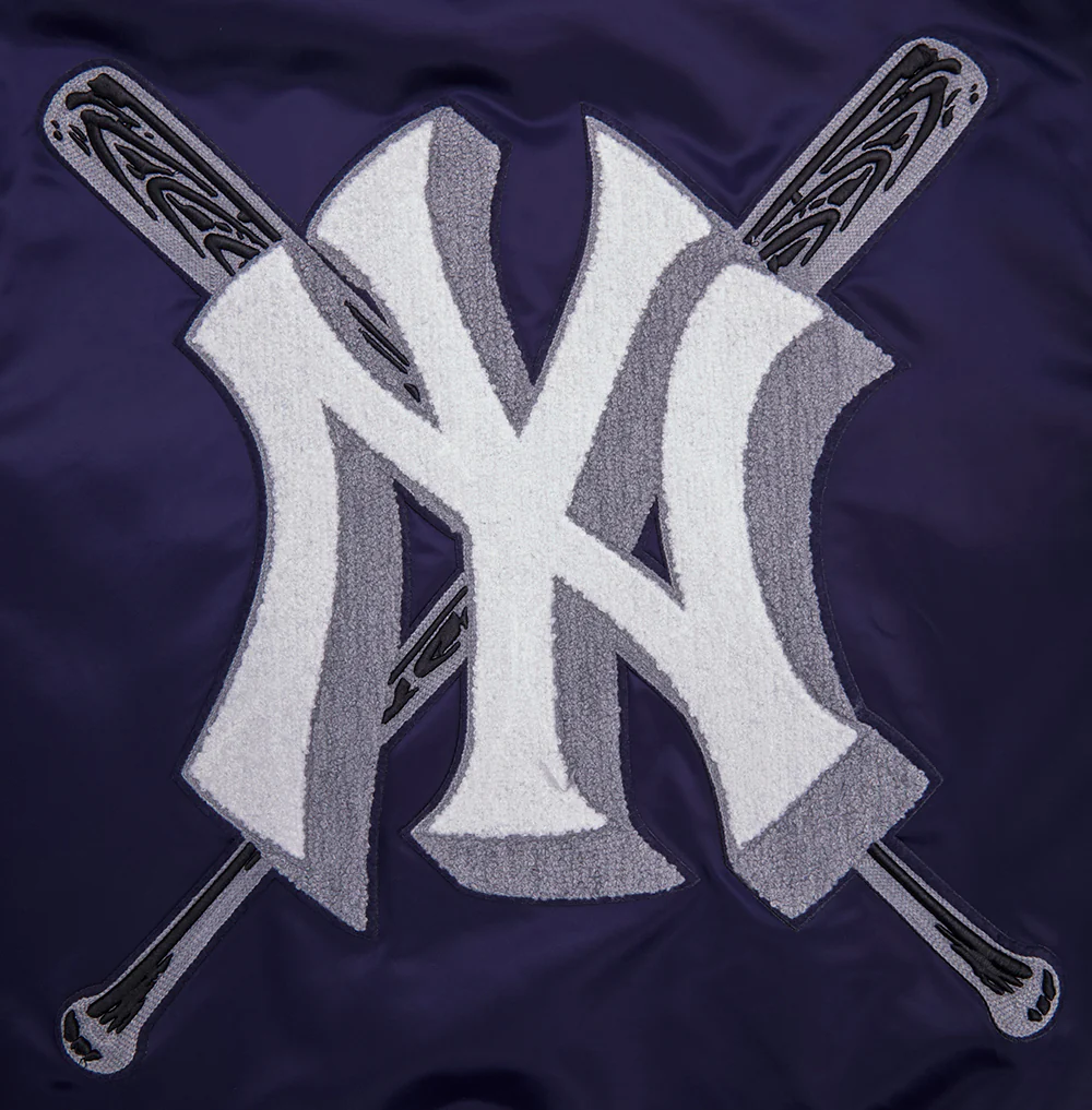 MLB NEW YORK YANKEES MASHUP MEN'S RIB SATIN JACKET (MIDNIGHT NAVY) - Image 5