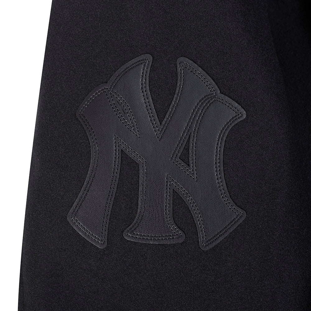 MLB NEW YORK YANKEES WASHED VANGUARD MEN'S ALL WOOL VARSITY JACKET (BLACK) - Image 7