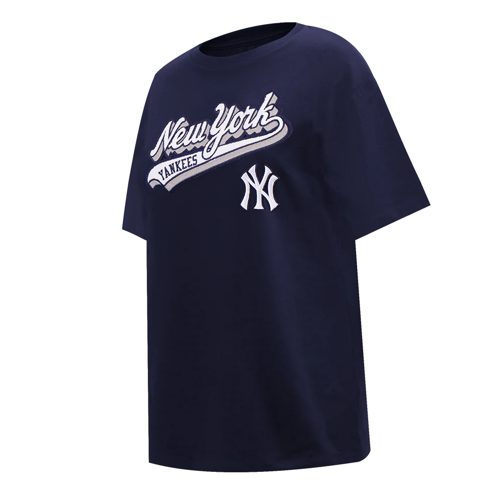 MLB NEW YORK YANKEES SCRIPT TAIL WOMEN'S BOYFRIEND TOP (MIDNIGHT NAVY) - Image 2