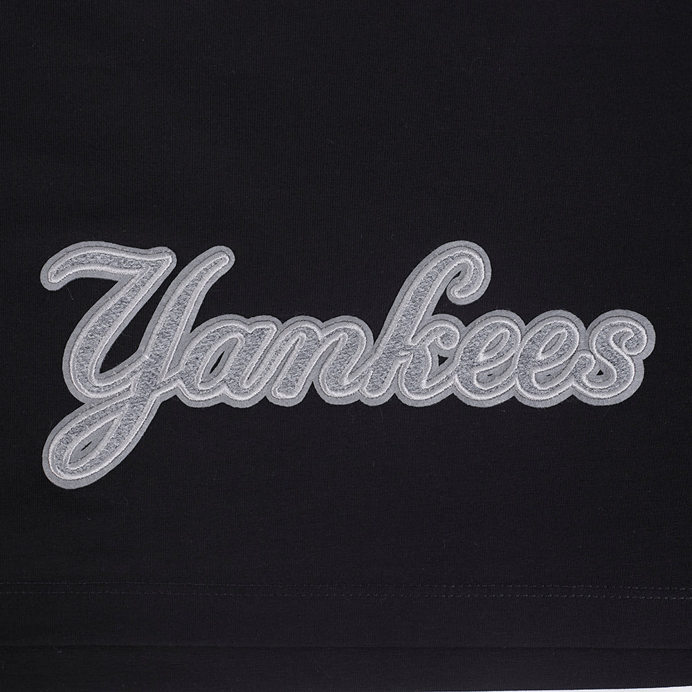 MLB NEW YORK YANKEES REVERSE FRENCH TERRY WOMEN'S SINGLE JERSEY BOXY TOP (BLACK) - Image 11