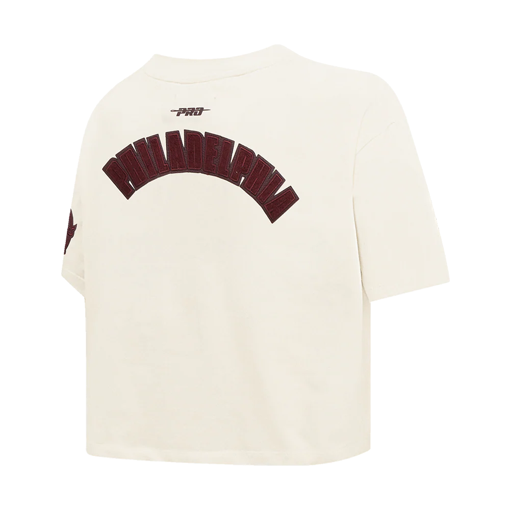 MLB PHILADELPHIA PHILLIES TRIPLE TONAL SINGLE JERSEY BOXY WOMEN'S TEE (EGGSHELL) - Image 4