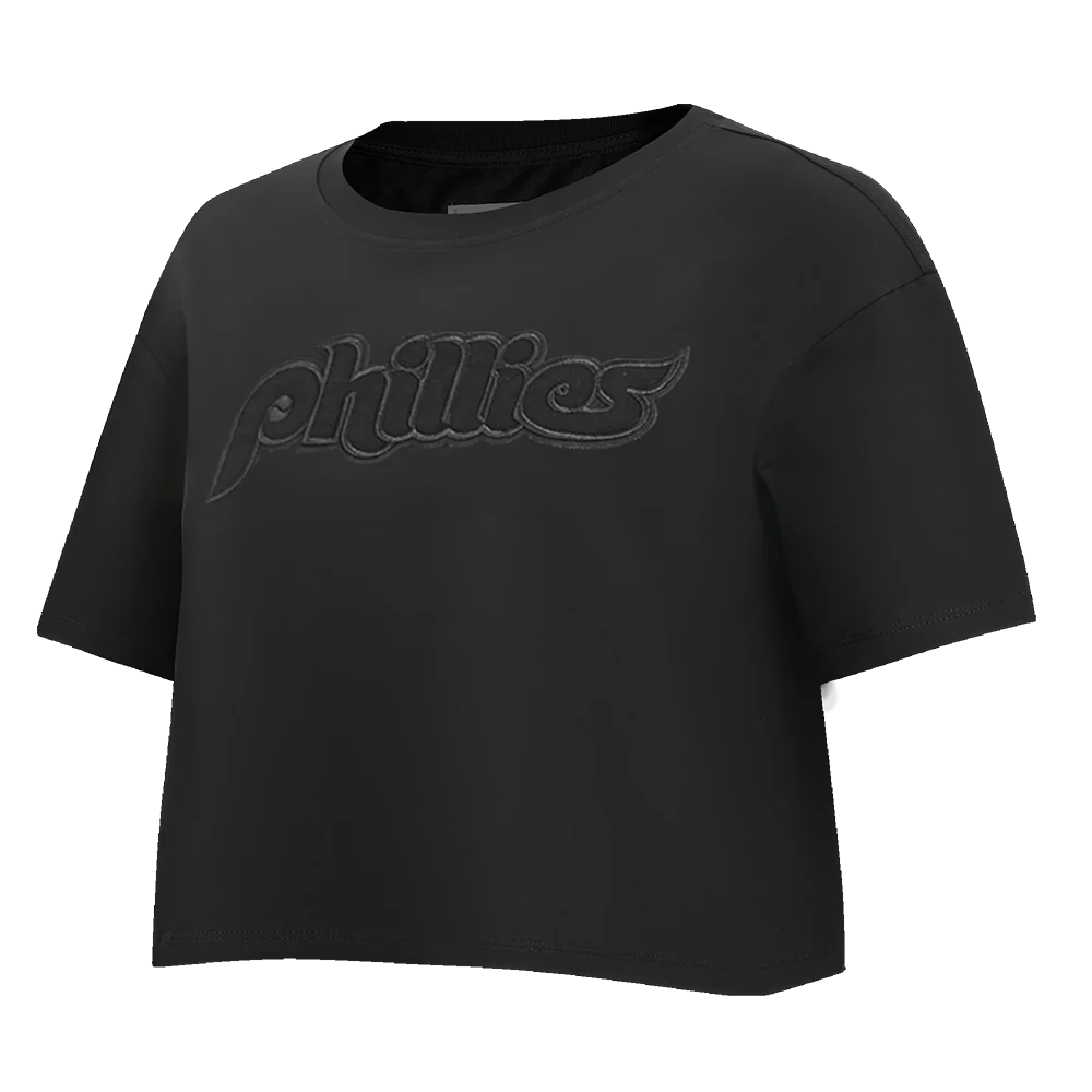 MLB PHILADELPHIA PHILLIES RETRO NEUTRAL WOMEN'S BOXY TOP (BLACK) - Image 2