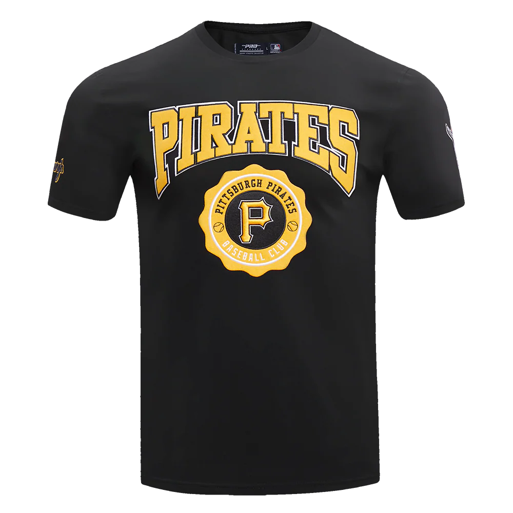 MLB PITTSBURGH PIRATES CREST EMBLEM SINGLE JERSEY TOP (BLACK)
