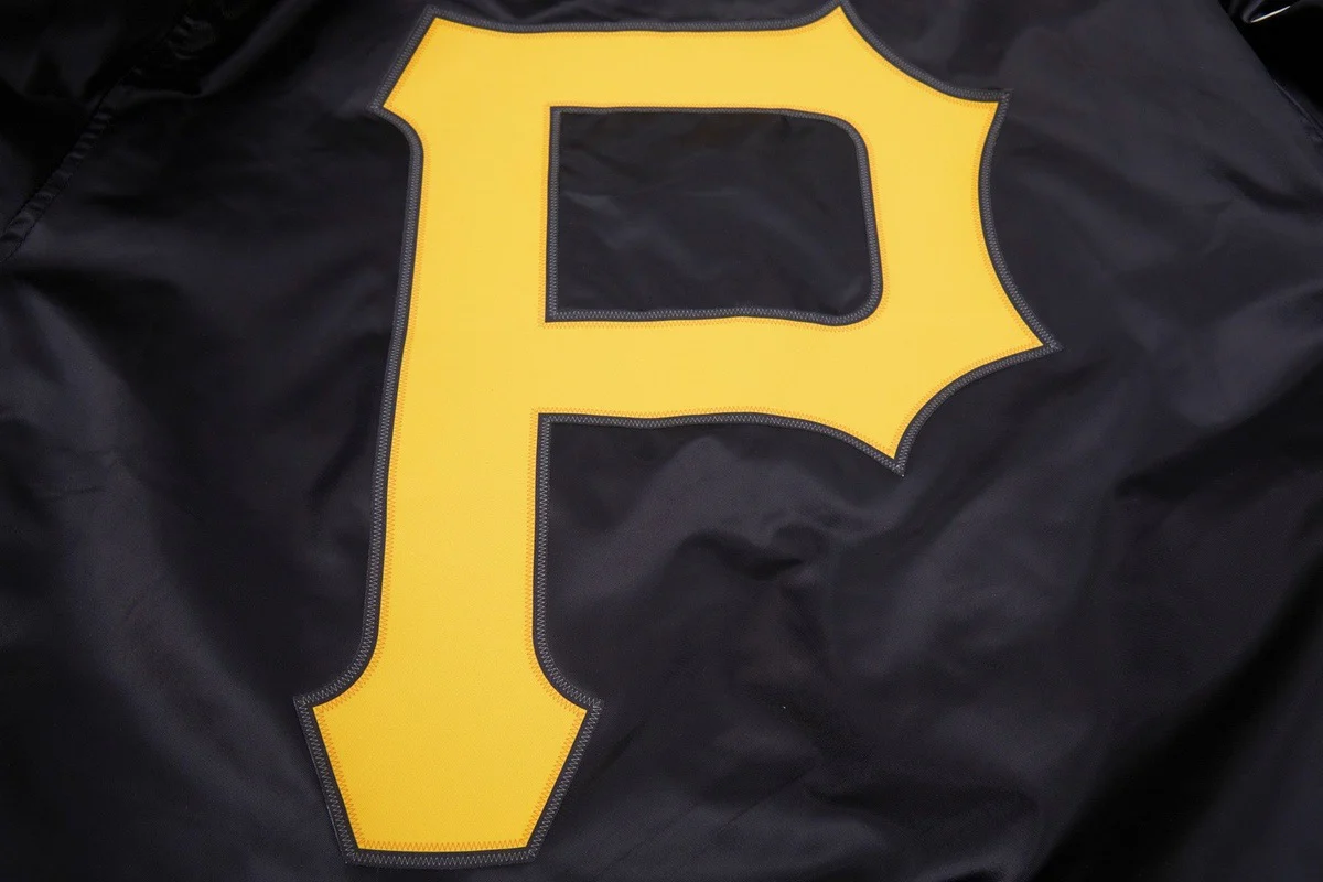 MLB PITTSBURGH PIRATES BIG LOGO WORLD SERIES MEN'S SATIN JACKET (BLACK) - Image 10