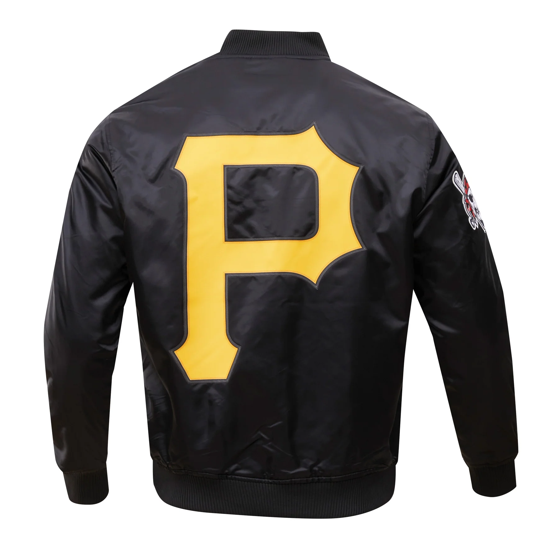 MLB PITTSBURGH PIRATES BIG LOGO WORLD SERIES MEN'S SATIN JACKET (BLACK) - Image 5